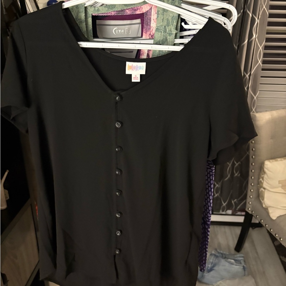 Black Button-Up Women's Top